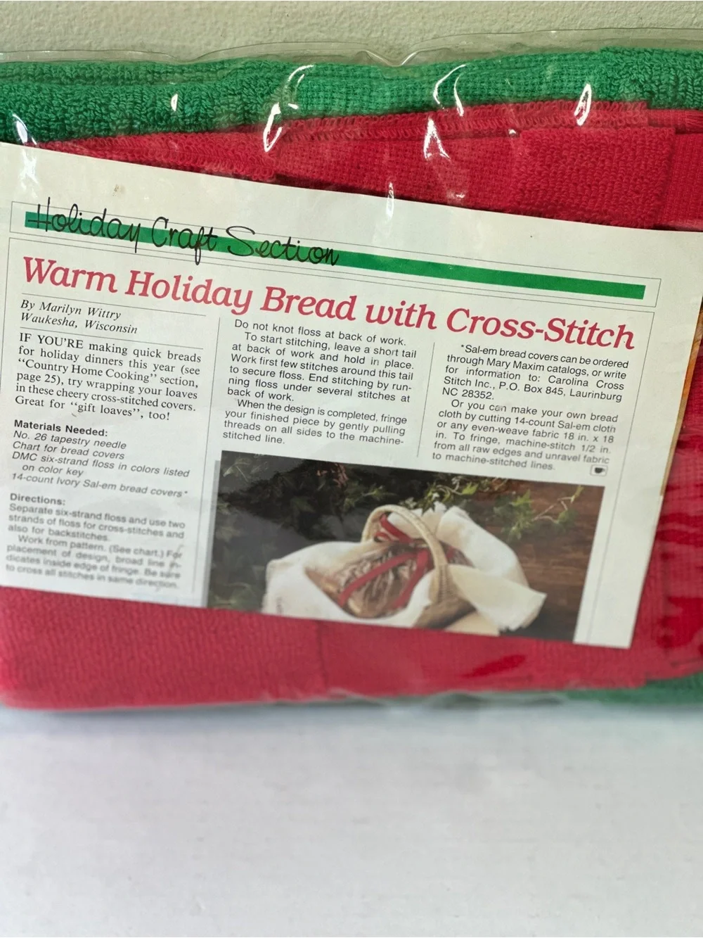 VTG Warm Holiday Bread with Cross Stitch Marilyn Wittry Kit New Sealed